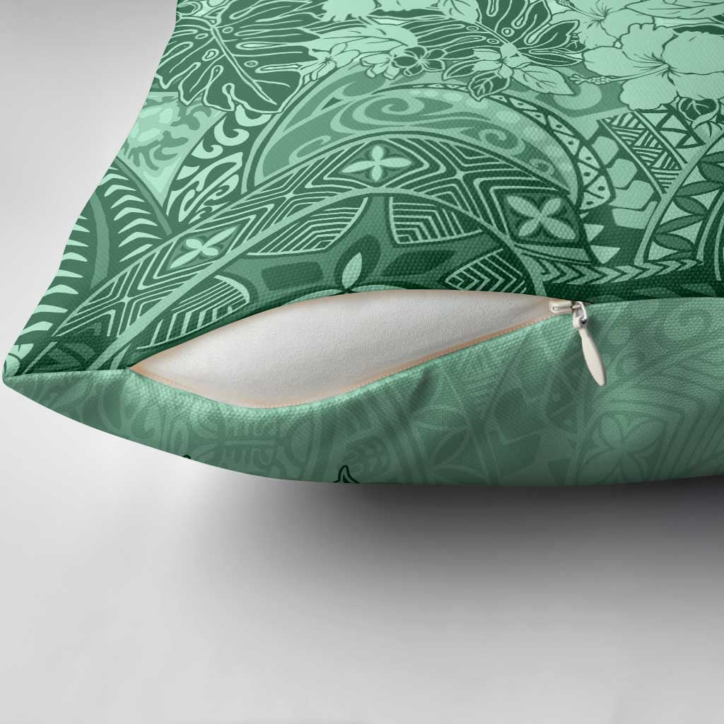 Polynesia Pillow Cover Hibiscus Hawaiian Tribal Tattoo Retro Green LT9 - Polynesian Pride