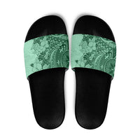 Polynesia Slide Sandals Hibiscus Hawaiian Tribal Tattoo Retro Green LT9 Green - Polynesian Pride
