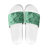 Polynesia Slide Sandals Hibiscus Hawaiian Tribal Tattoo Retro Green LT9 Green - Polynesian Pride