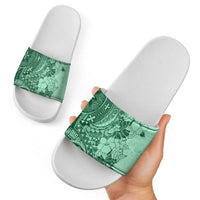 Polynesia Slide Sandals Hibiscus Hawaiian Tribal Tattoo Retro Green LT9 - Polynesian Pride