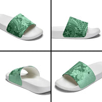 Polynesia Slide Sandals Hibiscus Hawaiian Tribal Tattoo Retro Green LT9 - Polynesian Pride