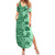 Polynesia Summer Maxi Dress Hibiscus and Hawaiian Tribal Tattoo Retro Style Green Color LT9 Women Green - Polynesian Pride