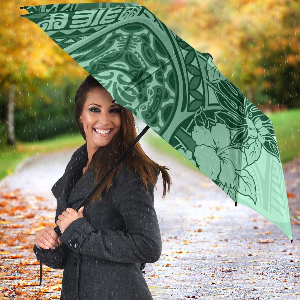 Polynesia Umbrella Hibiscus Hawaiian Tribal Tattoo Retro Green LT9 - Polynesian Pride