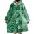 Polynesia Wearable Blanket Hoodie Hibiscus and Hawaiian Tribal Tattoo Retro Style Green Color LT9 - Polynesian Pride