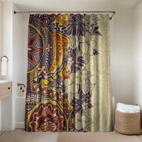 Polynesia Bathroom Set Hibiscus Hawaiian Tribal Tattoo Retro Tan LT9 Shower Curtain Only Tan - Polynesian Pride