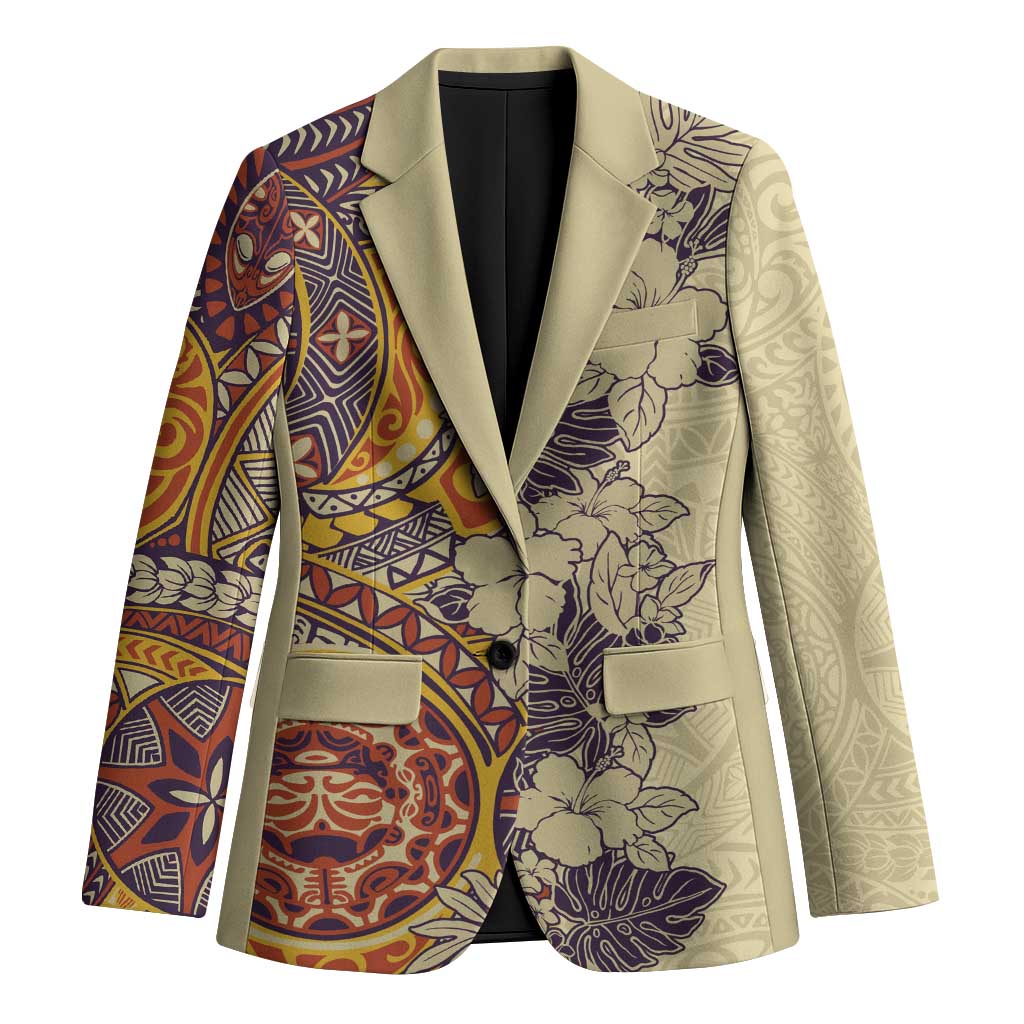 Polynesia Blazer Hibiscus Hawaiian Tribal Tattoo Retro Tan LT9 Unisex Tan - Polynesian Pride