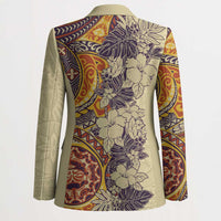 Polynesia Blazer Hibiscus Hawaiian Tribal Tattoo Retro Tan LT9 - Polynesian Pride