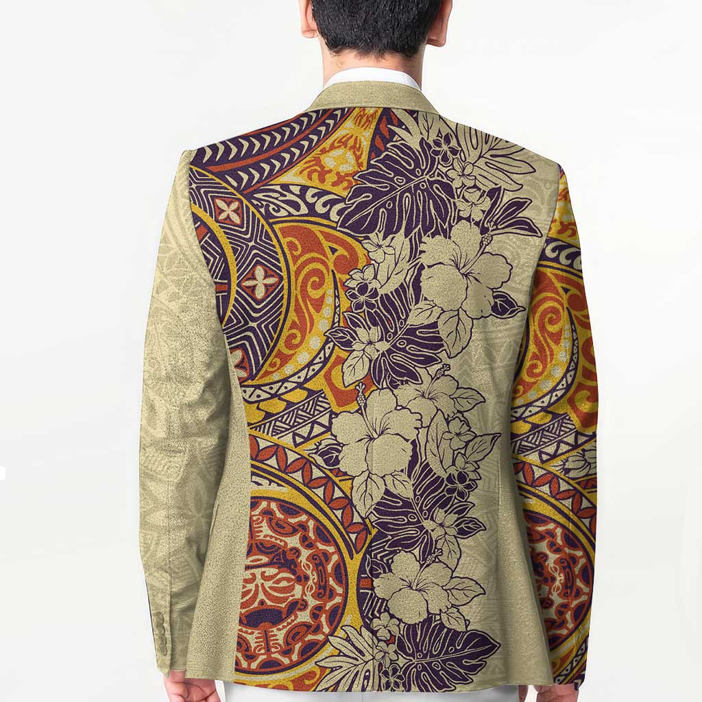 Polynesia Blazer Hibiscus Hawaiian Tribal Tattoo Retro Tan LT9 - Polynesian Pride