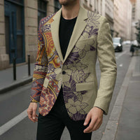 Polynesia Blazer Hibiscus Hawaiian Tribal Tattoo Retro Tan LT9 - Polynesian Pride
