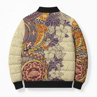 Polynesia Bomber Puffer Jacket Hibiscus Hawaiian Tribal Tattoo Retro Tan LT9 - Polynesian Pride