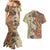 Polynesia Couples Matching Mermaid Dress and Hawaiian Shirt Hibiscus and Hawaiian Tribal Tattoo Retro Style Tan Color LT9 - Polynesian Pride