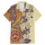 Polynesia Family Matching Mermaid Dress and Hawaiian Shirt Hibiscus and Hawaiian Tribal Tattoo Retro Style Tan Color LT9 Dad's Shirt - Short Sleeve Tan - Polynesian Pride