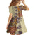 Polynesia Family Matching Off Shoulder Long Sleeve Dress and Hawaiian Shirt Hibiscus and Hawaiian Tribal Tattoo Retro Style Tan Color LT9 - Polynesian Pride