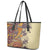 Polynesia Leather Tote Bag Hibiscus and Hawaiian Tribal Tattoo Retro Style Tan Color LT9 - Polynesian Pride