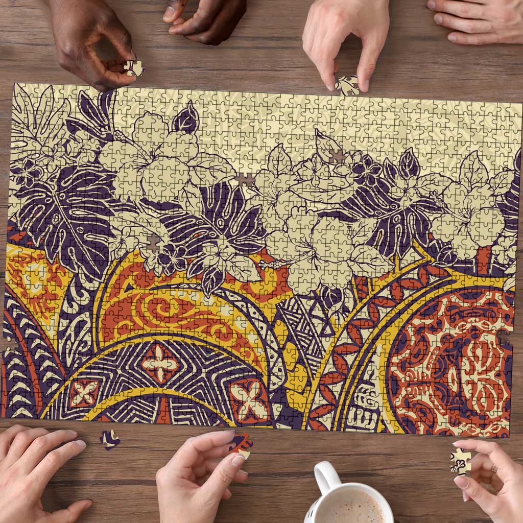 Polynesia Puzzle Hibiscus Hawaiian Tribal Tattoo Retro Tan LT9 - Polynesian Pride