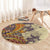 Polynesia Round Carpet Hibiscus and Hawaiian Tribal Tattoo Retro Style Tan Color LT9 - Polynesian Pride