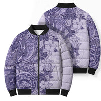 Polynesia Bomber Puffer Jacket Hibiscus Hawaiian Tribal Tattoo Retro Violet LT9 - Polynesian Pride