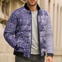 Polynesia Bomber Puffer Jacket Hibiscus Hawaiian Tribal Tattoo Retro Violet LT9 - Polynesian Pride