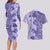 Polynesia Couples Matching Long Sleeve Bodycon Dress and Hawaiian Shirt Hibiscus and Hawaiian Tribal Tattoo Retro Style Violet Color LT9 - Polynesian Pride