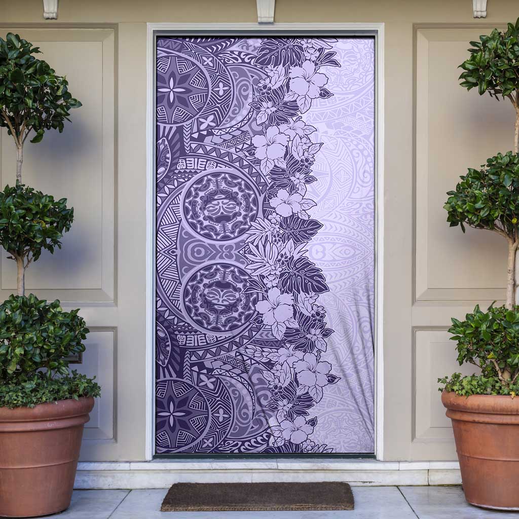 Polynesia Door Cover Hibiscus Hawaiian Tribal Tattoo Retro Violet LT9 Violet - Polynesian Pride