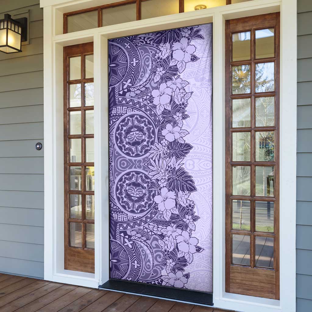 Polynesia Door Cover Hibiscus Hawaiian Tribal Tattoo Retro Violet LT9 - Polynesian Pride