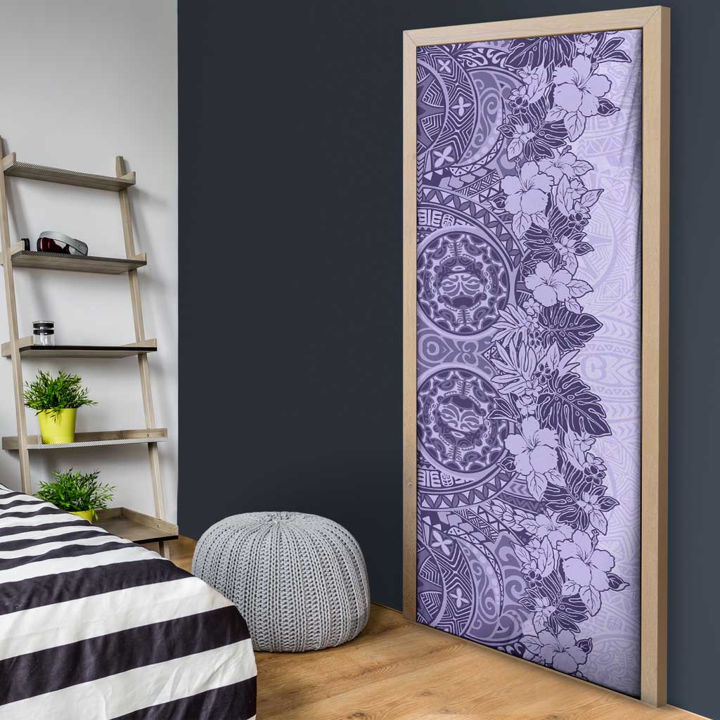 Polynesia Door Cover Hibiscus Hawaiian Tribal Tattoo Retro Violet LT9 - Polynesian Pride