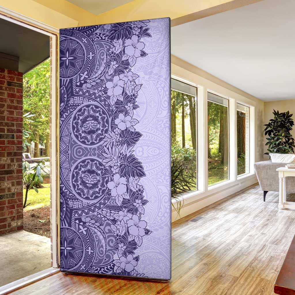 Polynesia Door Cover Hibiscus Hawaiian Tribal Tattoo Retro Violet LT9 - Polynesian Pride