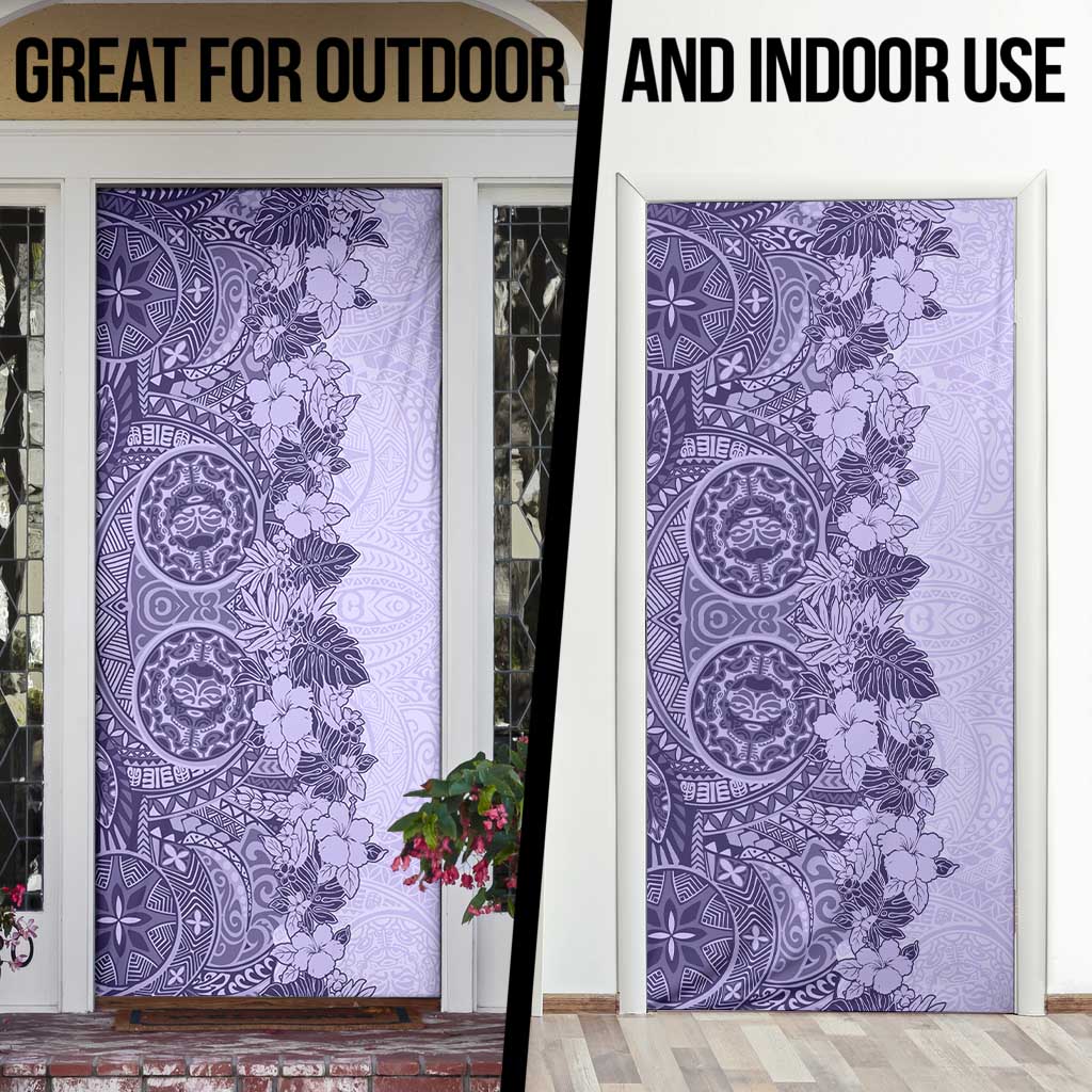 Polynesia Door Cover Hibiscus Hawaiian Tribal Tattoo Retro Violet LT9 - Polynesian Pride