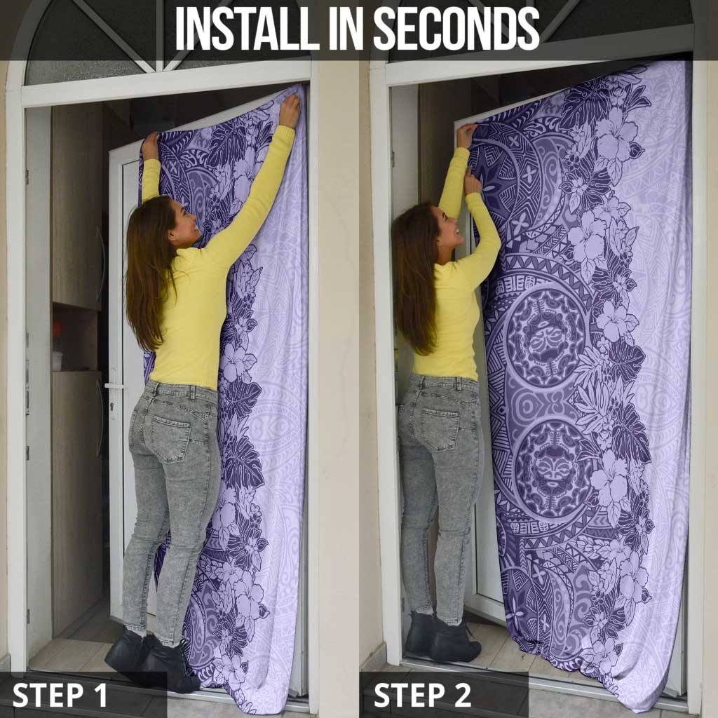 Polynesia Door Cover Hibiscus Hawaiian Tribal Tattoo Retro Violet LT9 - Polynesian Pride
