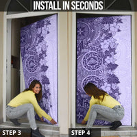 Polynesia Door Cover Hibiscus Hawaiian Tribal Tattoo Retro Violet LT9 - Polynesian Pride
