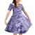 Polynesia Family Matching Puletasi Dress and Hawaiian Shirt Hibiscus and Hawaiian Tribal Tattoo Retro Style Violet Color LT9 Daughter's Dress Violet - Polynesian Pride