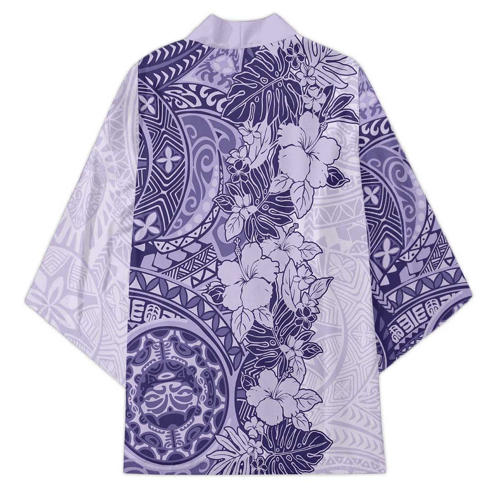 Polynesia Kimono Hibiscus Hawaiian Tribal Tattoo Retro Violet LT9 - Polynesian Pride