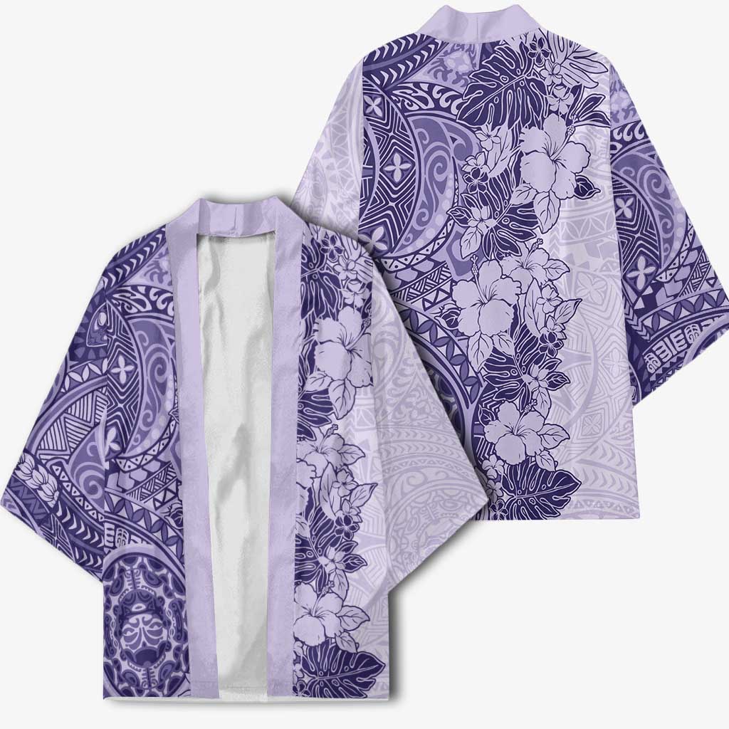 Polynesia Kimono Hibiscus Hawaiian Tribal Tattoo Retro Violet LT9 - Polynesian Pride