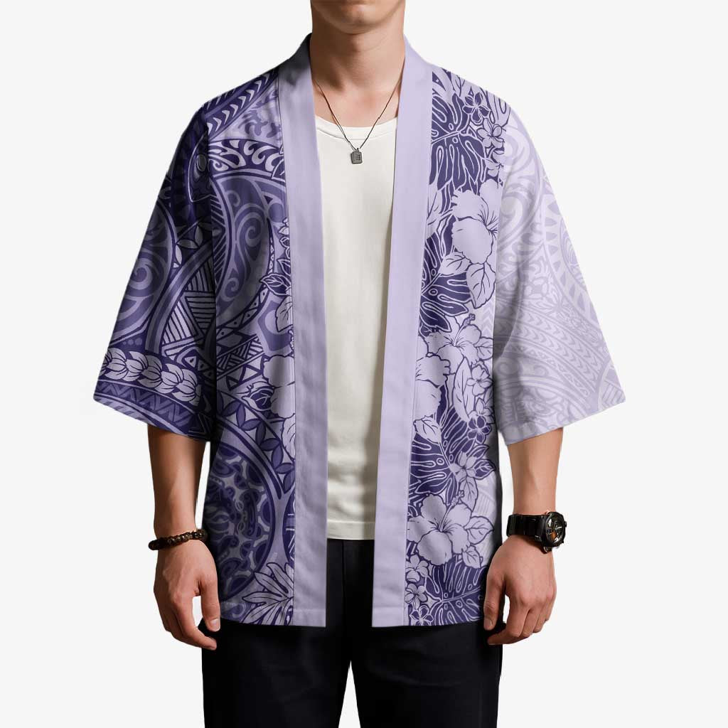Polynesia Kimono Hibiscus Hawaiian Tribal Tattoo Retro Violet LT9 - Polynesian Pride