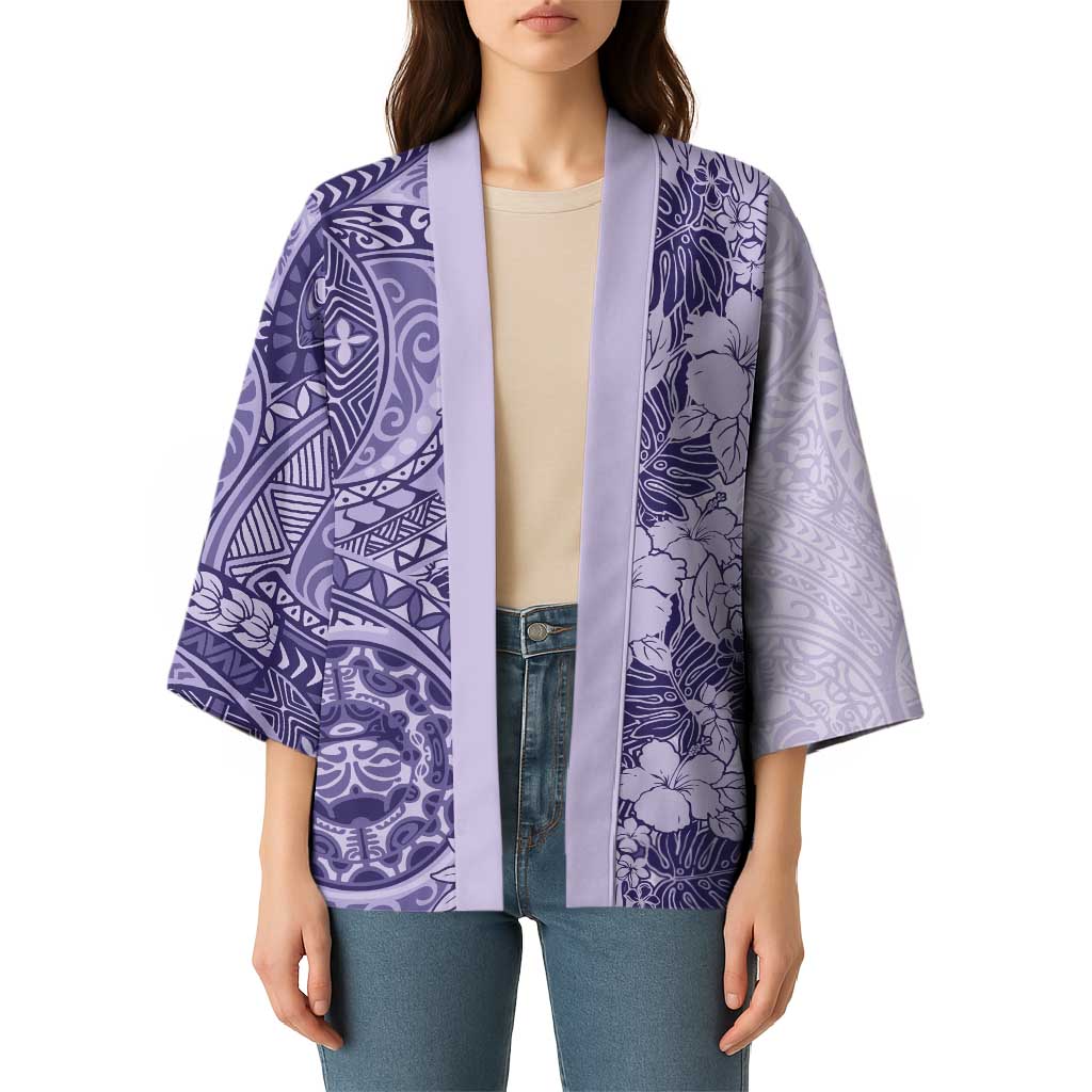 Polynesia Kimono Hibiscus Hawaiian Tribal Tattoo Retro Violet LT9 - Polynesian Pride