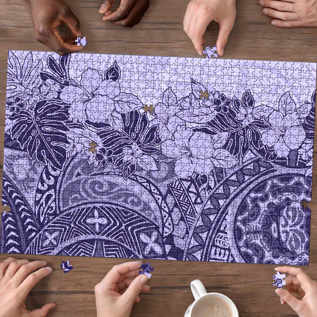 Polynesia Puzzle Hibiscus Hawaiian Tribal Tattoo Retro Violet LT9 - Polynesian Pride