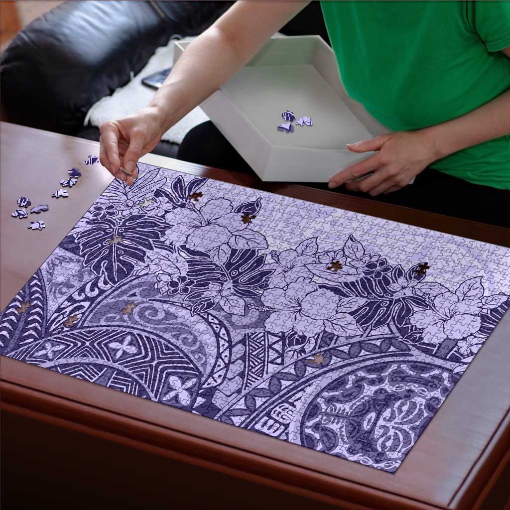 Polynesia Puzzle Hibiscus Hawaiian Tribal Tattoo Retro Violet LT9 - Polynesian Pride