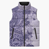 Polynesia Sleeveless Puffer Jacket Hibiscus Hawaiian Tribal Tattoo Retro Violet LT9 Unisex Violet - Polynesian Pride