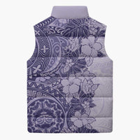 Polynesia Sleeveless Puffer Jacket Hibiscus Hawaiian Tribal Tattoo Retro Violet LT9 - Polynesian Pride