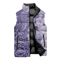 Polynesia Sleeveless Puffer Jacket Hibiscus Hawaiian Tribal Tattoo Retro Violet LT9 - Polynesian Pride