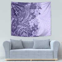 Polynesia Tapestry Hibiscus and Hawaiian Tribal Tattoo Retro Style Violet Color LT9 - Polynesian Pride