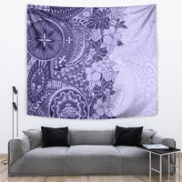 Polynesia Tapestry Hibiscus and Hawaiian Tribal Tattoo Retro Style Violet Color LT9 - Polynesian Pride