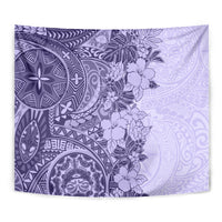 Polynesia Tapestry Hibiscus and Hawaiian Tribal Tattoo Retro Style Violet Color LT9 - Polynesian Pride