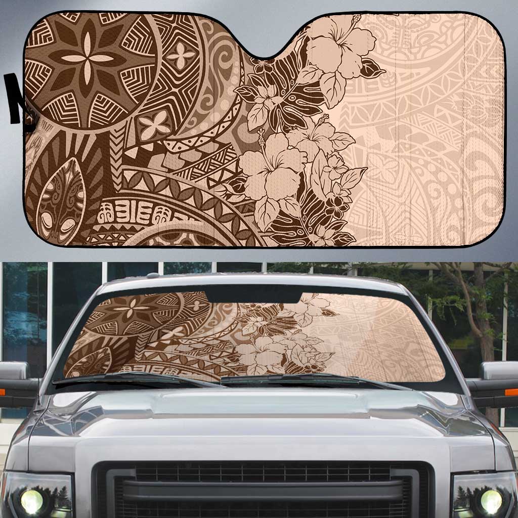 Polynesia Auto Sun Shade Hibiscus Hawaiian Tribal Tattoo Retro Pink Pastel LT9 Pink Pastel - Polynesian Pride