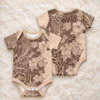 Polynesia Baby Onesie Hibiscus and Hawaiian Tribal Tattoo Retro Style Pink Pastel LT9 - Polynesian Pride