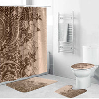 Polynesia Bathroom Set Hibiscus Hawaiian Tribal Tattoo Retro Pink Pastel LT9 Bathroom Set (4 pcs) Pink Pastel - Polynesian Pride