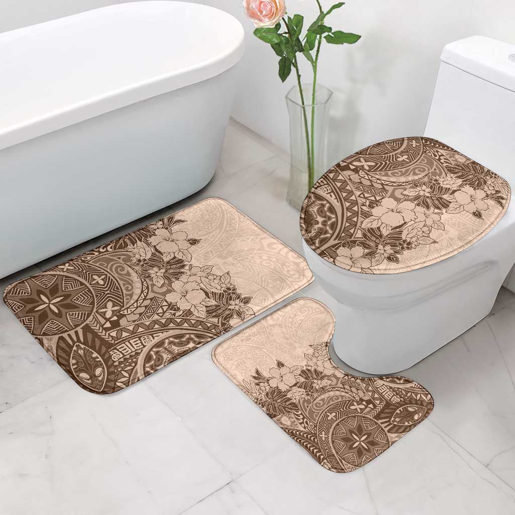 Polynesia Bathroom Set Hibiscus Hawaiian Tribal Tattoo Retro Pink Pastel LT9 - Polynesian Pride