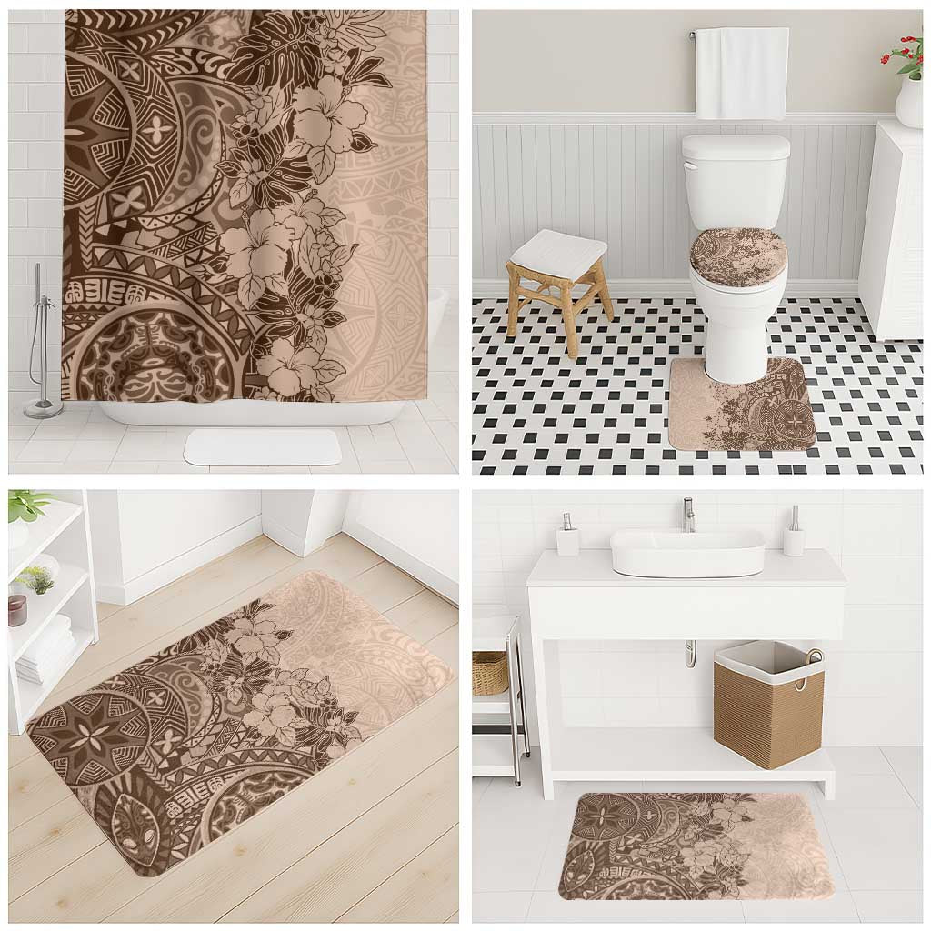 Polynesia Bathroom Set Hibiscus Hawaiian Tribal Tattoo Retro Pink Pastel LT9 - Polynesian Pride