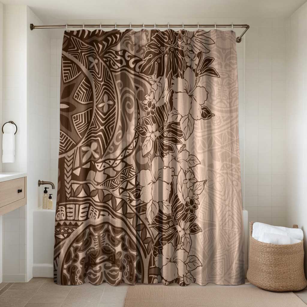 Polynesia Bathroom Set Hibiscus Hawaiian Tribal Tattoo Retro Pink Pastel LT9 Shower Curtain Only Pink Pastel - Polynesian Pride