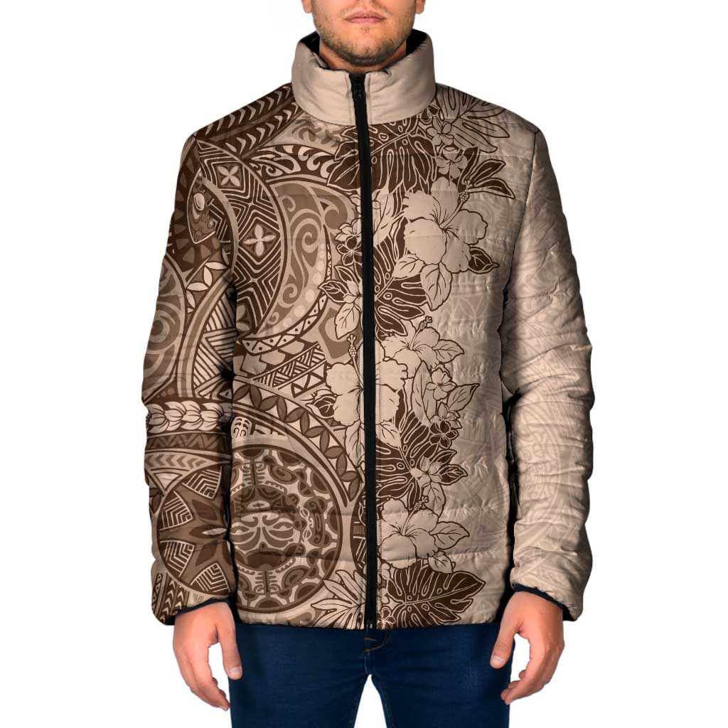 Polynesia Padded Jacket Hibiscus Hawaiian Tribal Tattoo Retro Pink Pastel LT9 Men Pink Pastel - Polynesian Pride
